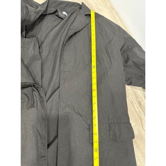 Stussy Long Nylon 2-Button Front Closure Lightweight Windbreaker Coat - Size L - Picture 7 of 16
